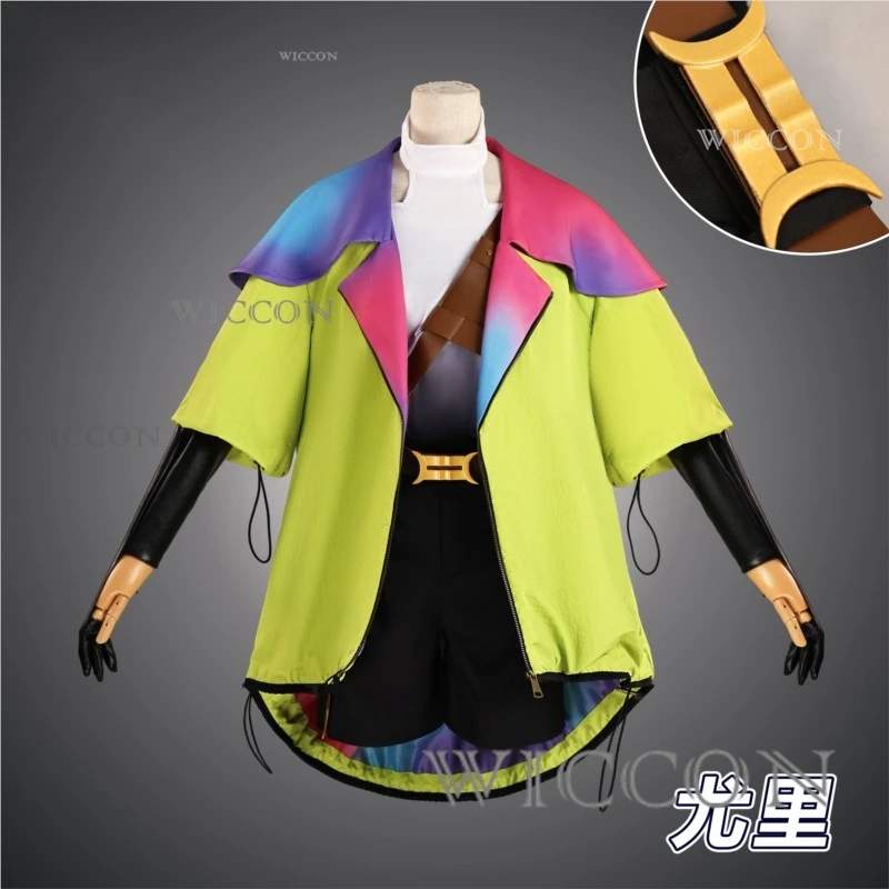 

Christmas Cosplay Anime Disfraz Yuri Cosplay Costume Wig Anime Game Gnosia Green Jacket Shorts Set Halloween Christmas Roleplay