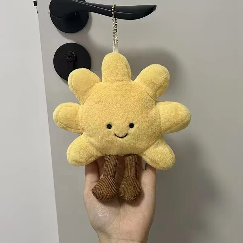 عالية الجودة 13 سنتيمتر الشمس الأصفر بلوشي قلادة محشوة لطيف ألعاب من نسيج مخملي للفتيات ديكور غرفة نوم حقيبة سيارة مفتاح سلسلة هدايا عيد الميلاد #6