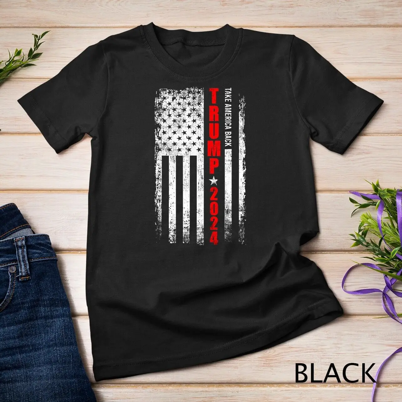 Donald Trump 2024 Take America Back American Flag Patriotic Unisex T-shirt