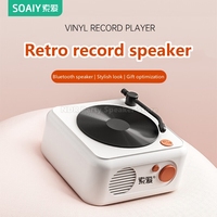 SOAIY Vintage Classics Vinyl Record Player High Sound Quality Portable Stereo Mini Wireless BT5.3 Speaker TF Card USB MP3 Music