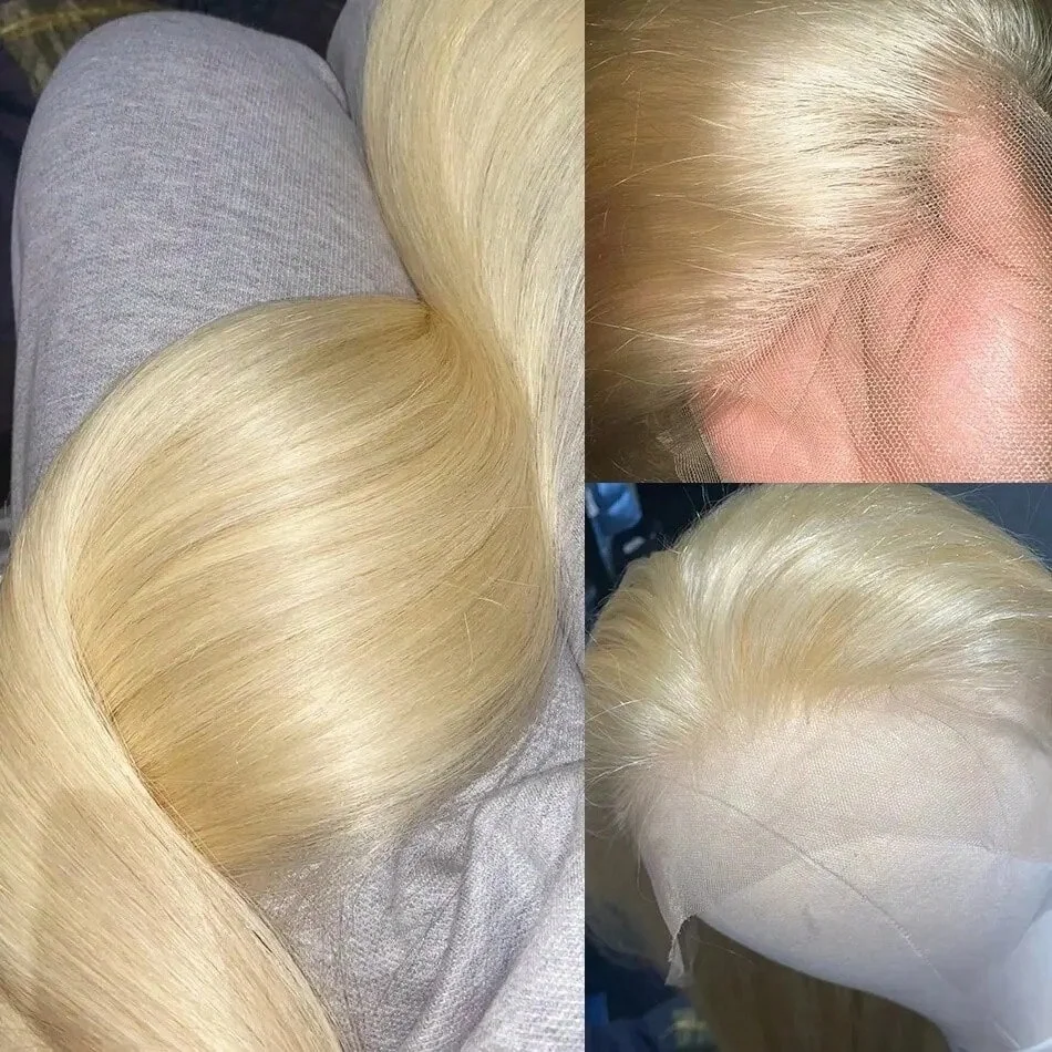 613 Ash Blonde 13x4 Lace Front Wigs Brazilian Straight 13X6 Hd Lace Wig 30 36 Inch Quality Pre Plucked Pre Colored For Women Wig With Baby Hair