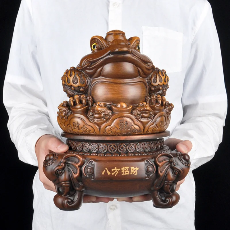 

Resin Crafts Chinese style home furnishings Imitation Wood Treasure Golden Toad Shop Finance Decoration Home decor accessories