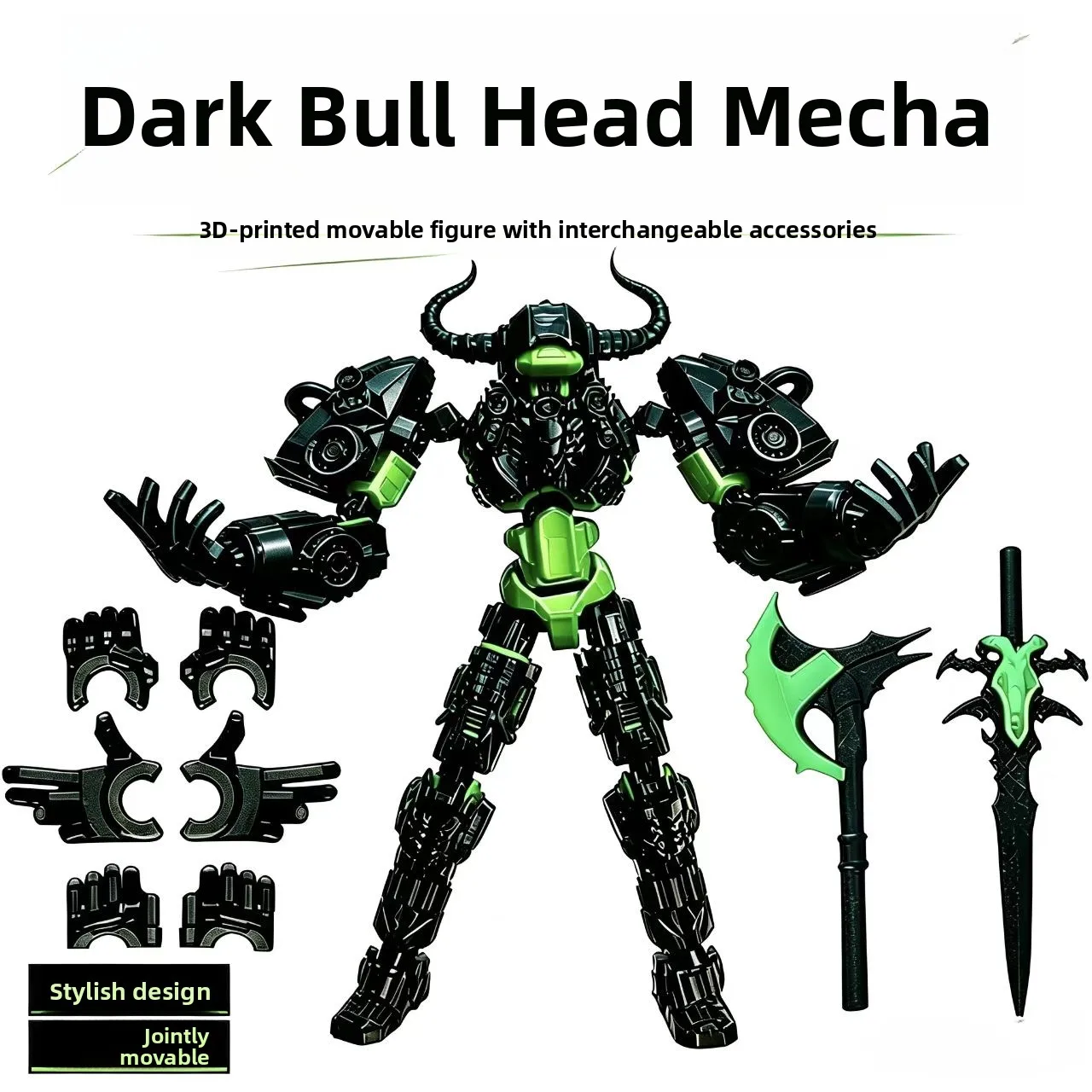 3D Printed Assembled Finished Product Lucky 13 Bull Head Joint Mobile Doll Toy Model Display Piece Collectible Action Figure