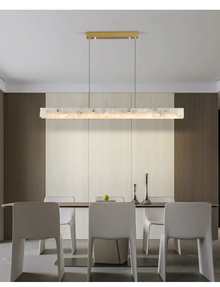 Luxury natural marble long pendant light, home dining table pendant light, decorative strip LED pendant light YX130TB