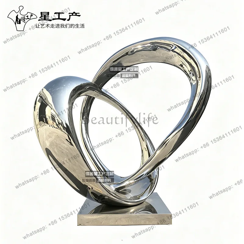 Stainless steel sculpture outdoor large floor metal mirror metal ornament
