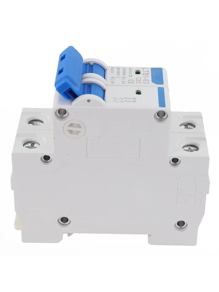 63A DC Miniature Circuit Breaker 2 Pole 1000V DC for Solar PV with Flame Retardant Housing and Easy DIN Rail Fit