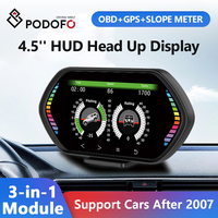 Podofo 4.5'' HUD Head Up Display Auto OBD2 GPS Display Smart Gauge Odometer RPM Car Digital Speedometer For Cars After 2007