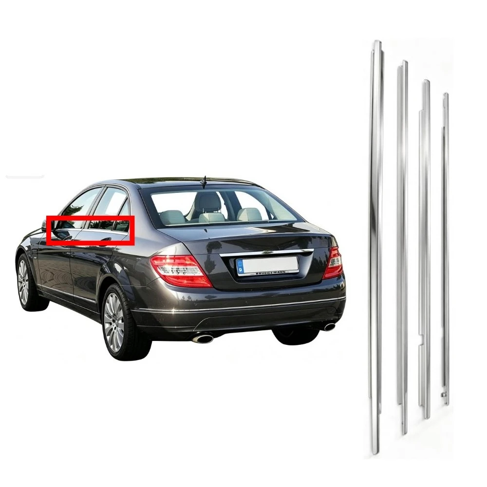 4 Pieces Chrome Door Window Weatherstrip for W204 2007-2014 Glass Rubber Seal for Benz-C Class