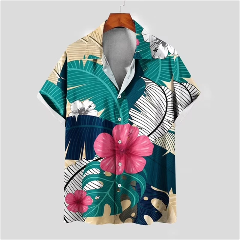 

Vintage Men's Hawaiian Shirt Fashion Summer Vacation Blouse 3d Print Cozy Casual Button Lapel Short Sleeve Beach Oversized Shirt