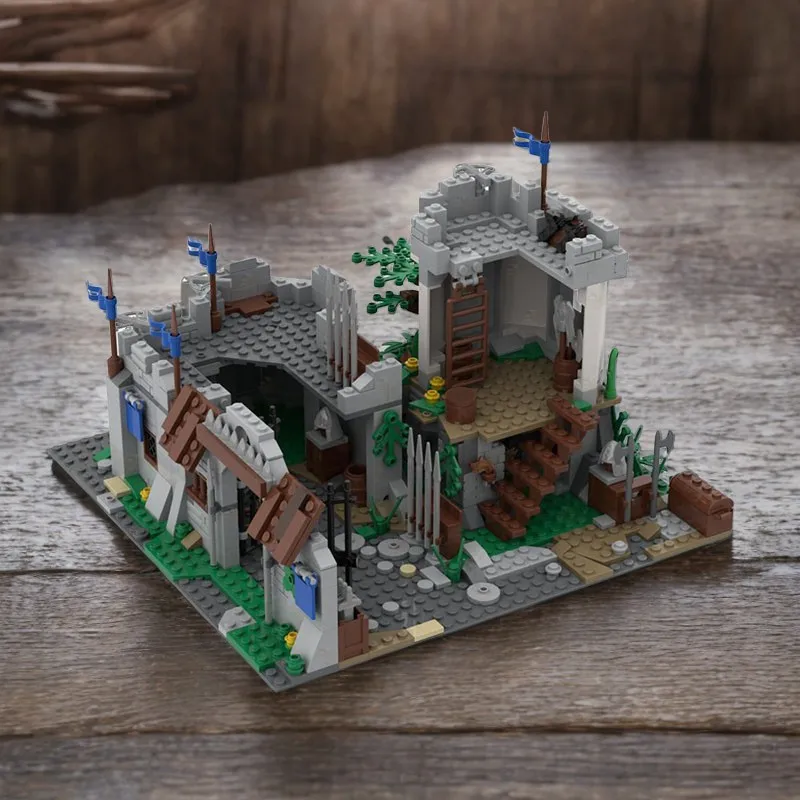 702PCS  MOC Strongarm Castle DIY Building Blocks - Imposing Stone Stronghold with Portcullis Gate