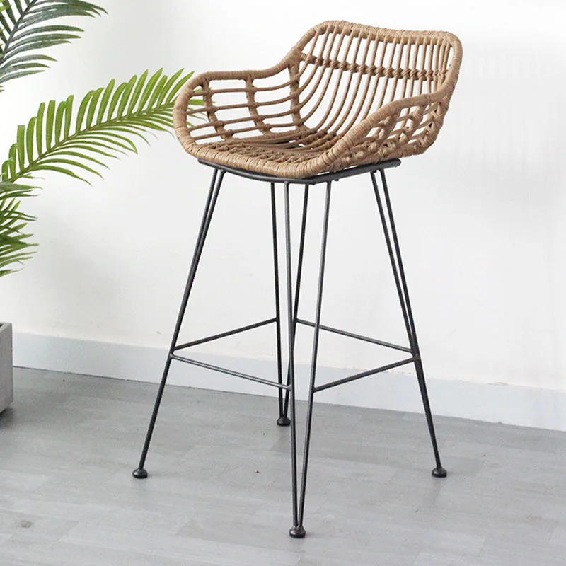 Cadeiras de rattan encosto alto à prova dwaterproof água estilo retro ao ar livre jardim barbeiro restaurante fezes salão chaise longue móveis jantar