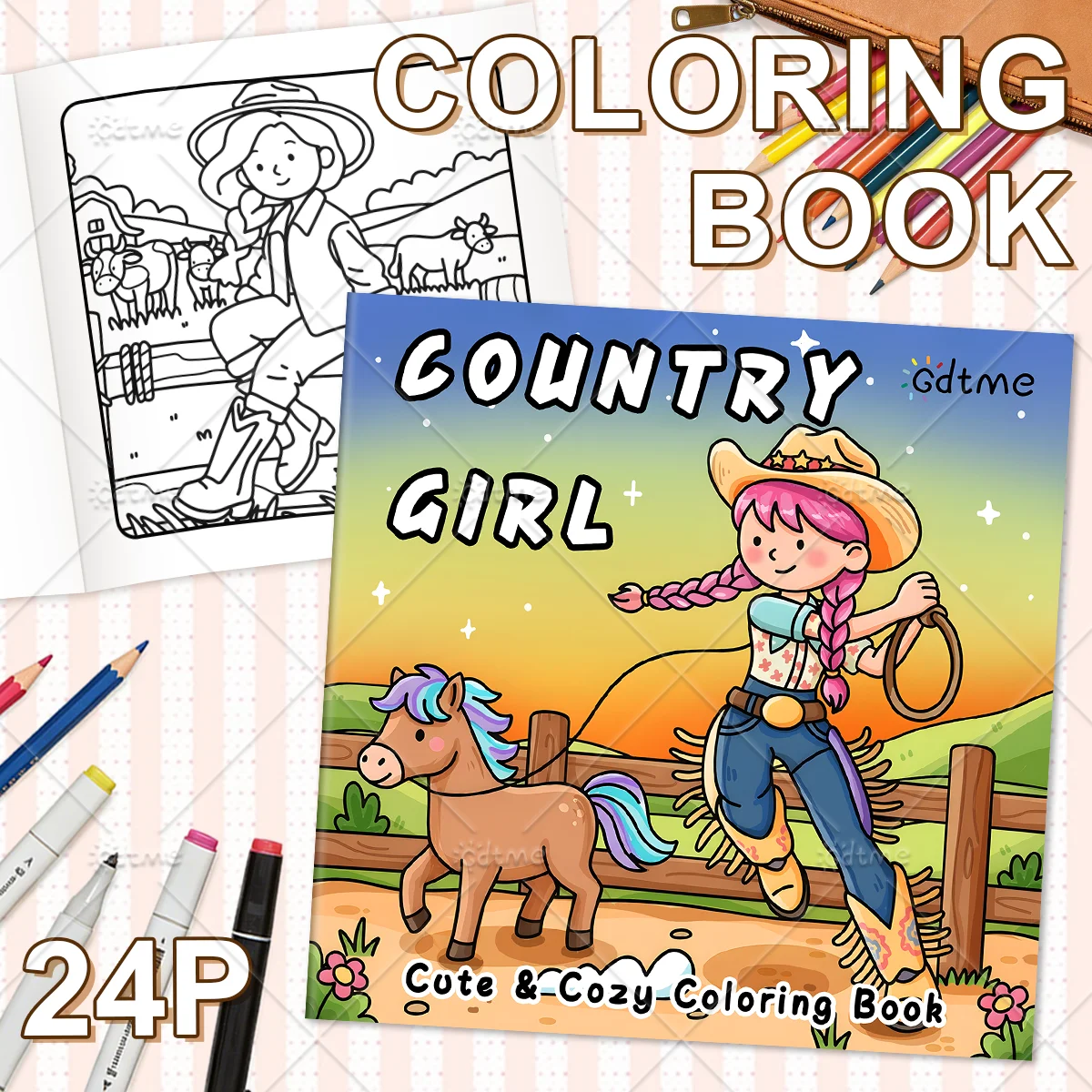 COUNTRY GIRL Coloring Book for Adults: A Picture Book of Comfort and Aspirations for Teenagers - Ignite Creativity