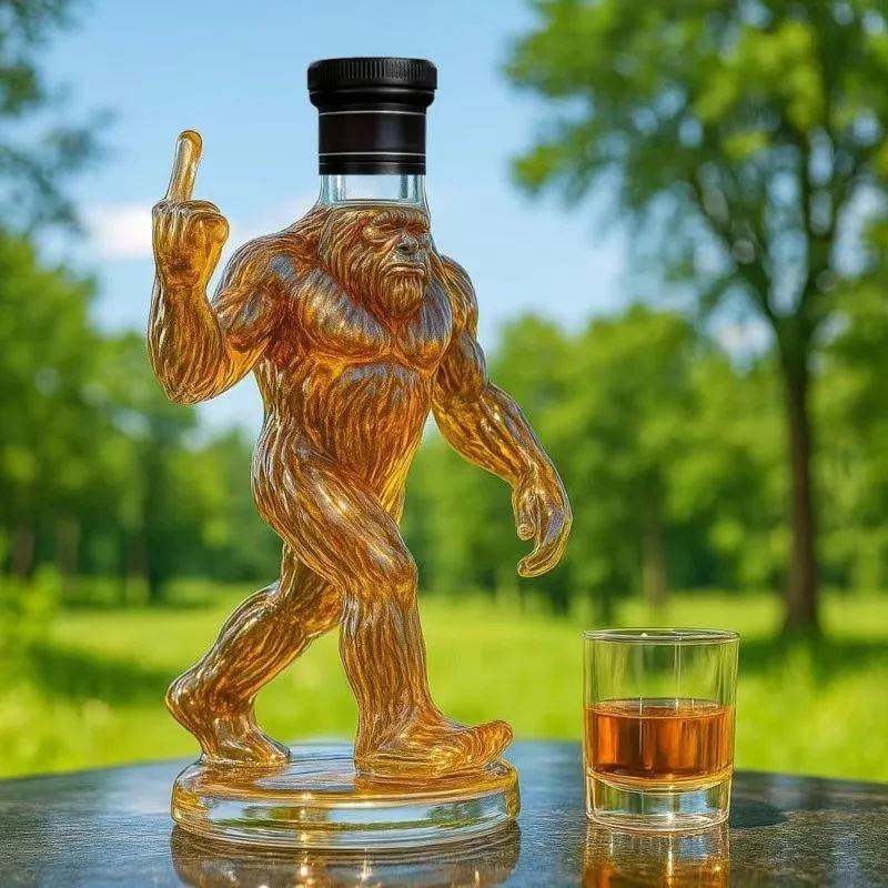Funny Bigfoot Crown Whiskey Decanter, Novelty Glass Liquor Bottle for Home Bar & Gifting view 2