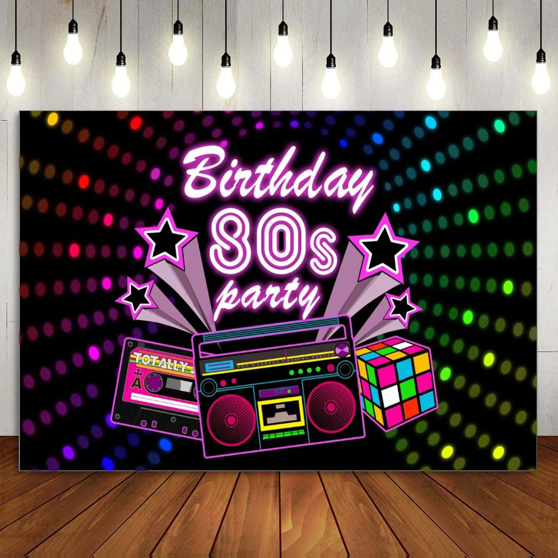 

Customized 80s 90s Party Backdrop 80's Birthday Background Theme Dessert Cake Table Poster Banner Sign 1980's Neon Photo Booth