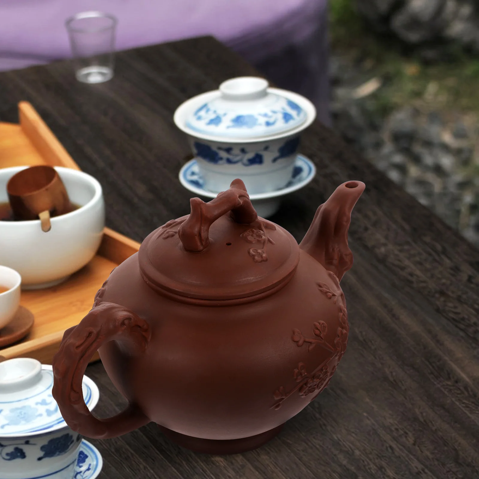 

Purple Clay Tea Kettle Heat Resistant Kung Fu Teaware Household Teapot Anti Scald Handle Office Home Use Vintage Tea Pot