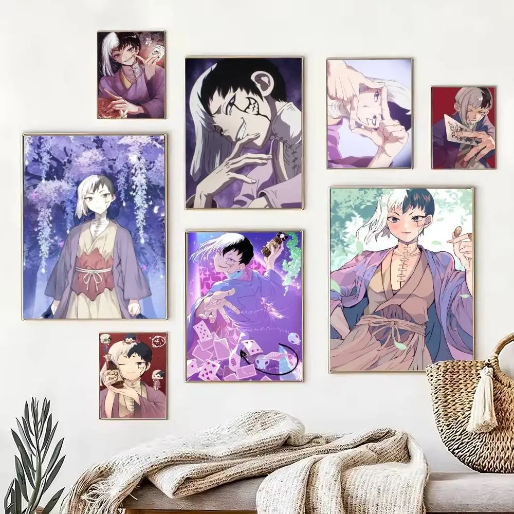 Anime Dr STONE Asagiri Gen  Poster Waterproof Wall Art Sticker For Bar Living Room Vintage Decor High Quality Print Gift