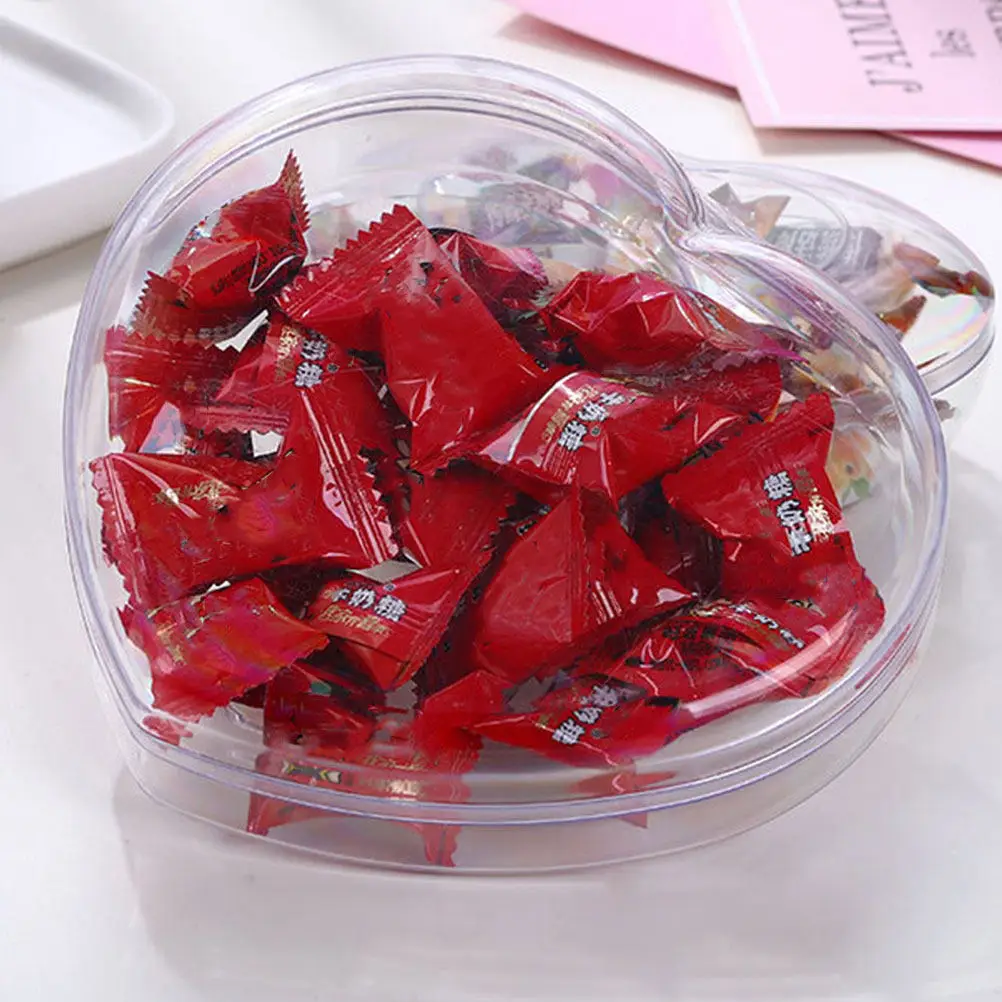 

5Pcs Transparent Heart Shaped Boxes Plastic Storage Box Gift Packing Box for Valentine's Day Wedding Candy Gift Container