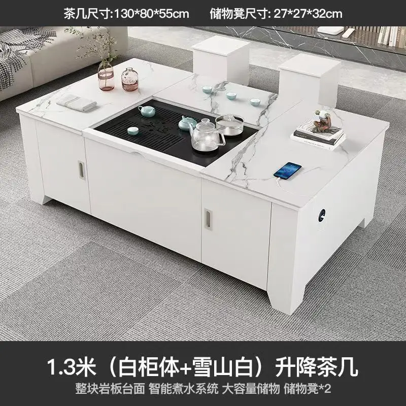 #Electric lifting coffee table household living room small apartment rock slab tea table integrated tea making a complete set