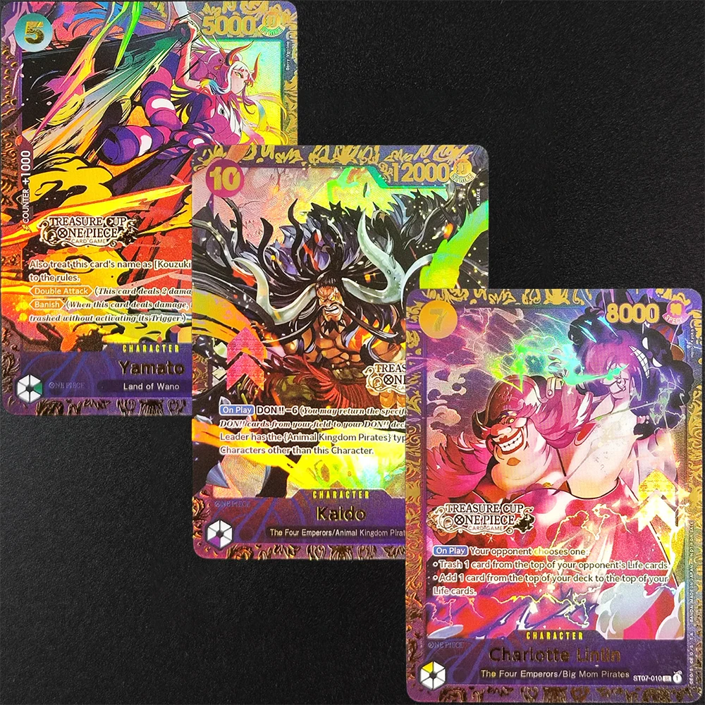 

Self Made Proxy One Piece OPCG English Yamato Kaido Charlotte Linlin Treasure Cup Game Collection Promotion Card Toy