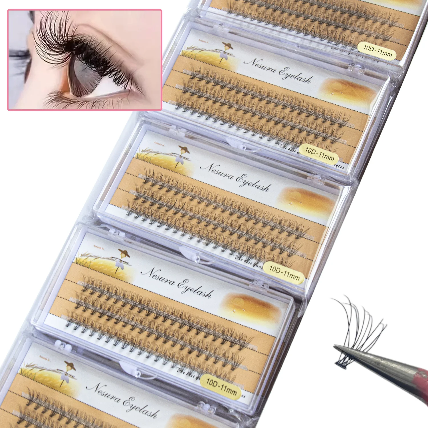 Sackvis 10 pçs 10d cachos vison diy cílios naturais individuais extensão de cílios 10d 1 caixa 60 cluster maquiagem cílios atacado