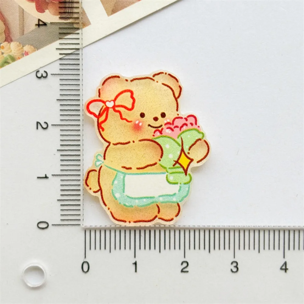 10pcs Sweet Cartoon Character Butter Bear Paster Acrylic DIY Making Hairclip Shiny Phone Decor Badge