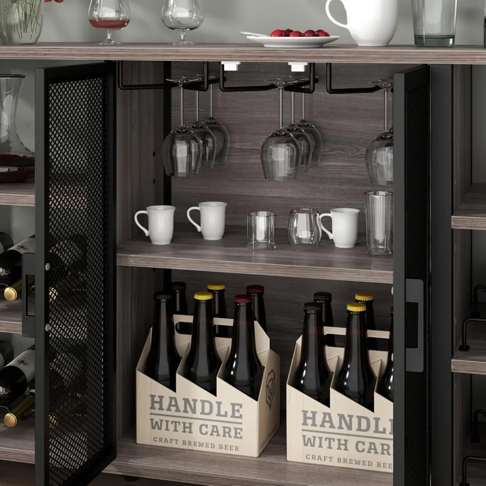 Weinbar schrank, 55 Zoll Industrie Kaffee bar Schrank mit Wein regal und Glas halter, Küche Side board Buffet Schrank