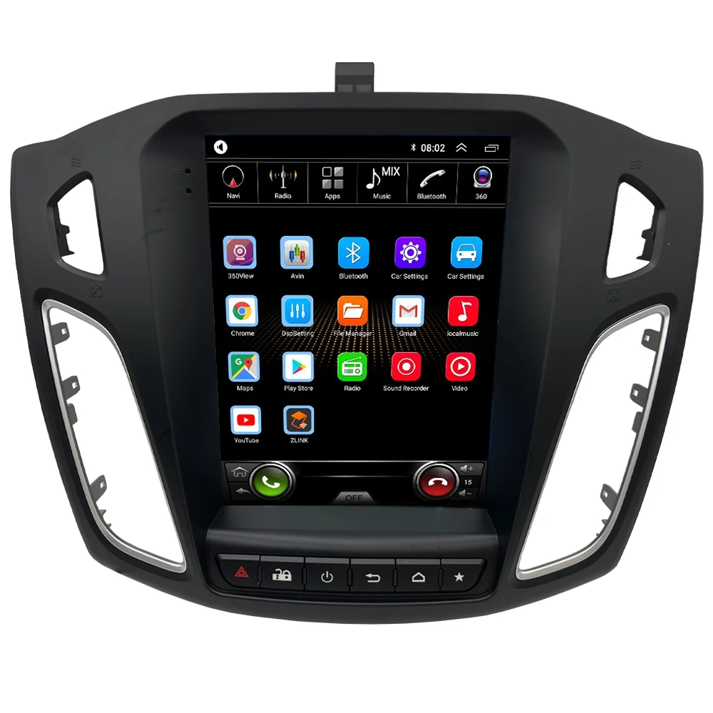 Reproductor Multimedia Inalámbrico para coche, dispositivo de 9,7 pulgadas con carplay, navegación GPS, estéreo, Android, estilo Tesla, para Ford Focus 2012-2016