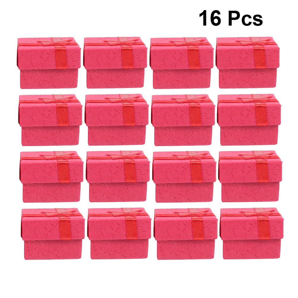 

16 Pcs Jewelry Box Velvet Storage Organizer Small Bracelet Kraft Paper Travel Women Wooden Earring Box Gift Wedding Valentine