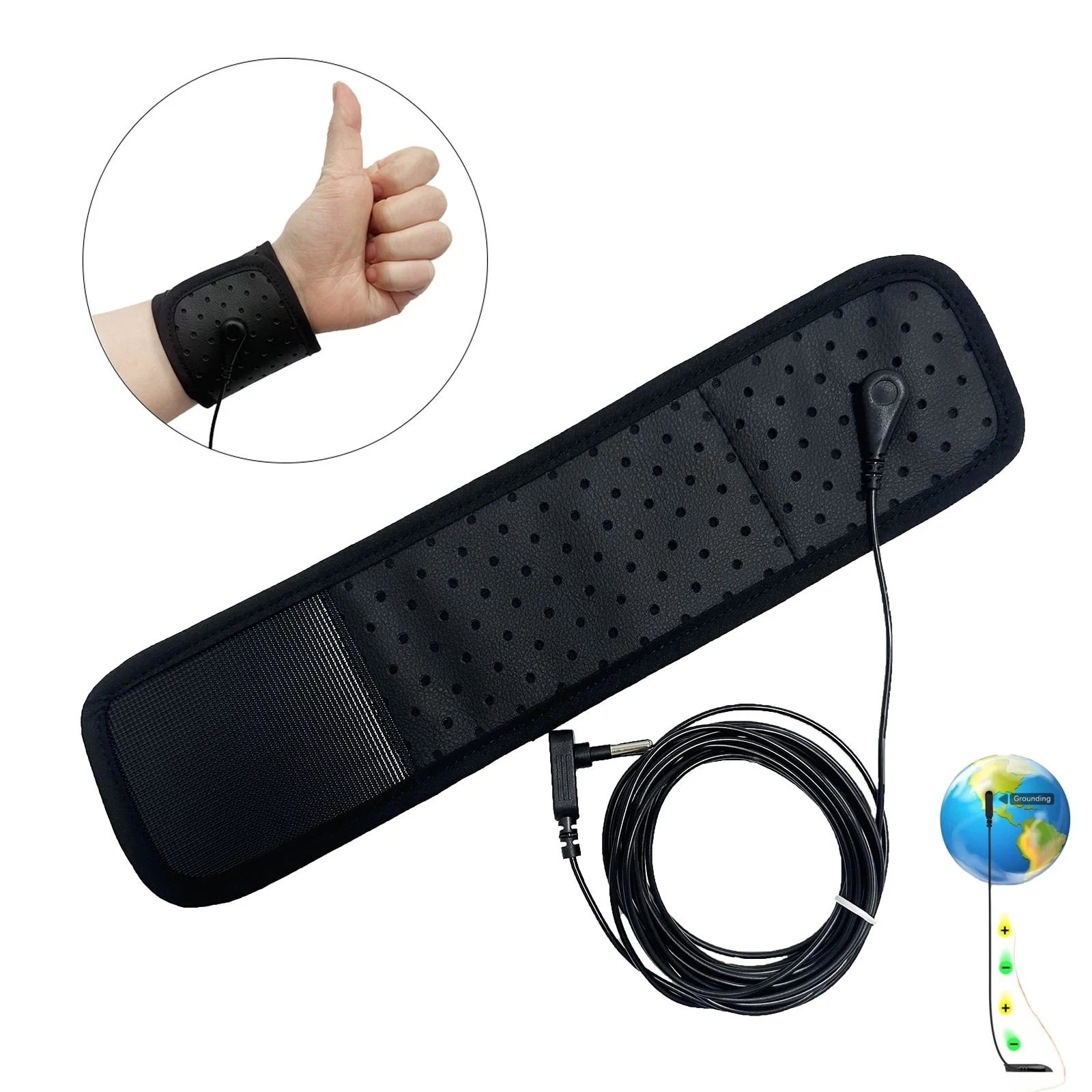 Premium PU Anti-Static Conductive Wrist Strap Earthing Therapy Textiles and Leather Enhances Sleep & Health