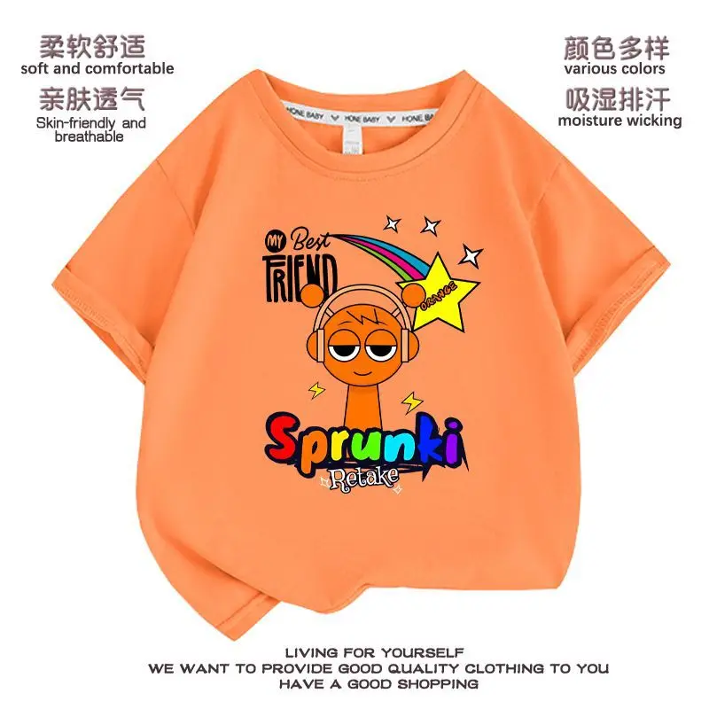 Kawaii Sprunki T-shirt a maniche corte Top stampati Cartoon Moda Abbigliamento per bambini T-shirt Abbigliamento estivo T-shirt casual larghe