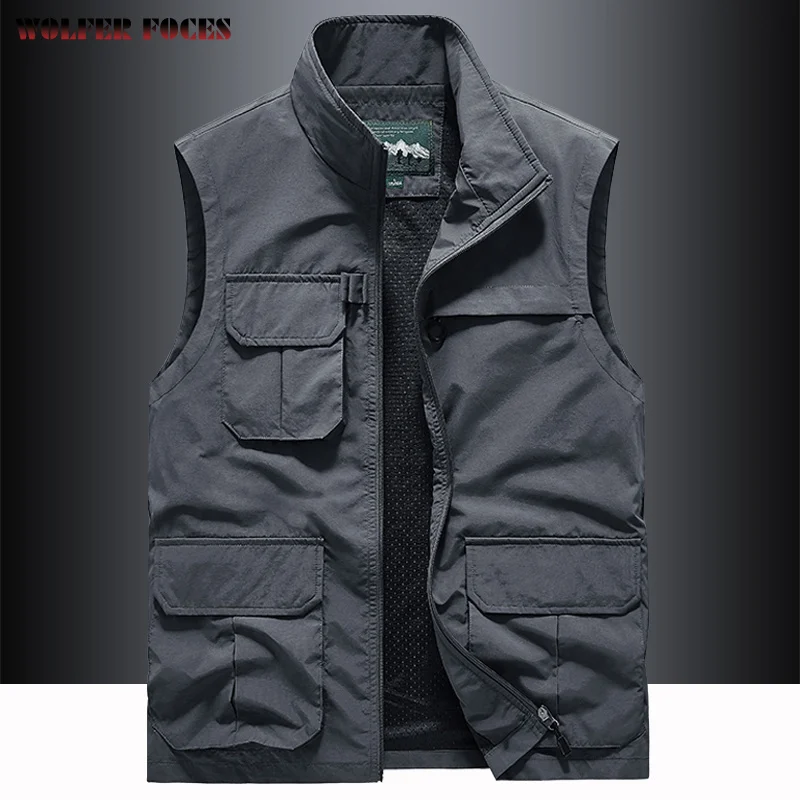 Gilet en GlaCardigan Imperméable PVD pour Homme, Vêtement de Travail, à la Mode, Décontracté, Multi-Poches, de Luxe, Veste d\'Extérieur