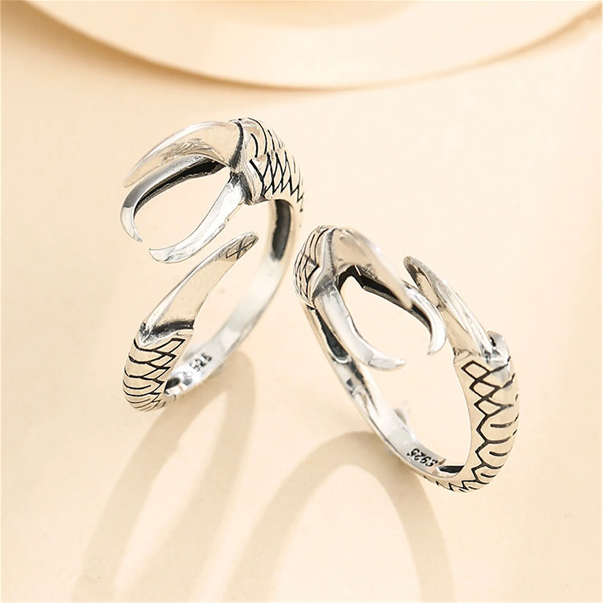 

Ring Setting for 8mm-10mm Round Beads Eagle Claw Shape Thai Sterling Silver Ring Blank Adjustable Ring Base SR0304