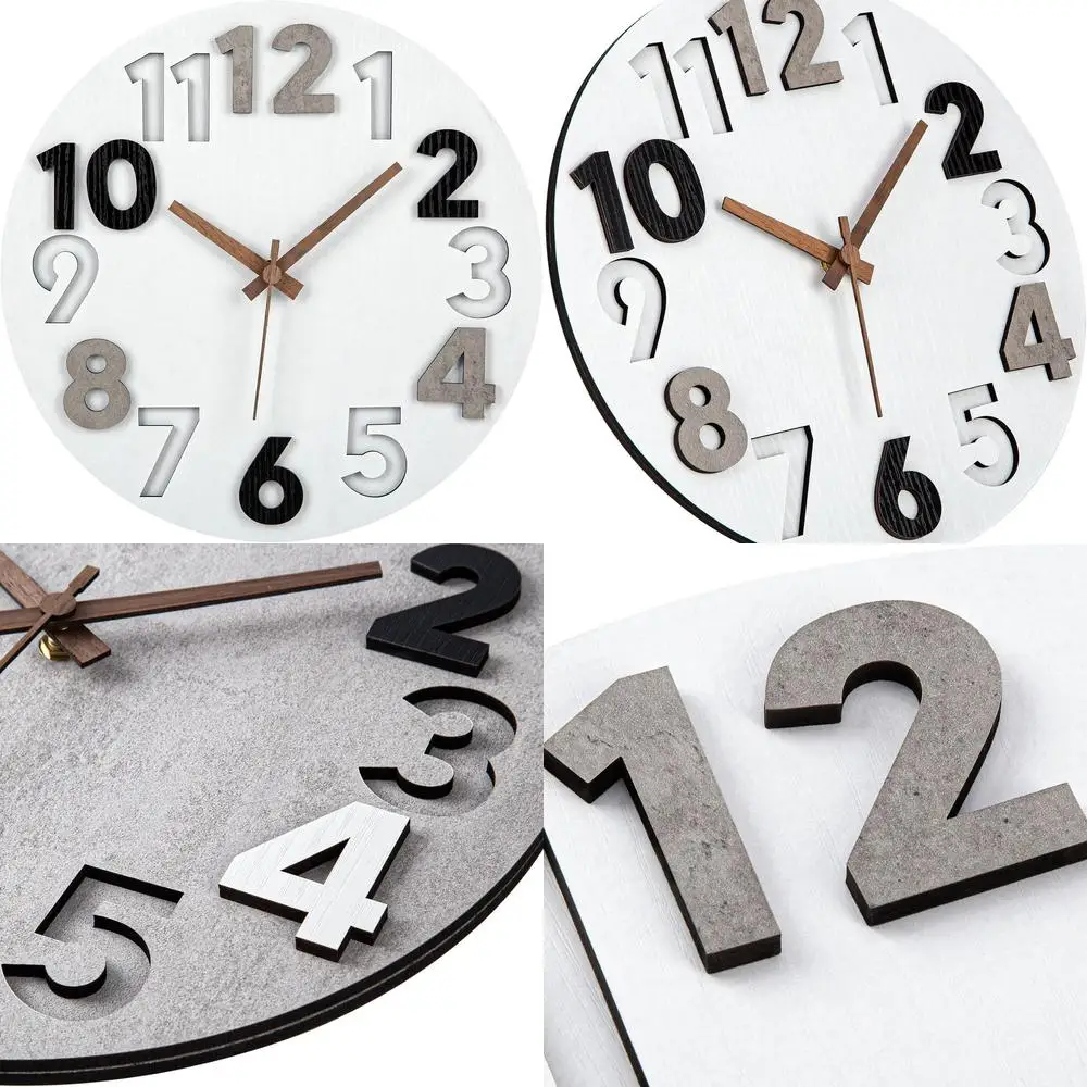 MDF Double Layer Wall Clock Silent Modern Round Clock for Living Room Bedroom Minimalist Stylish Battery Operated Fashion
