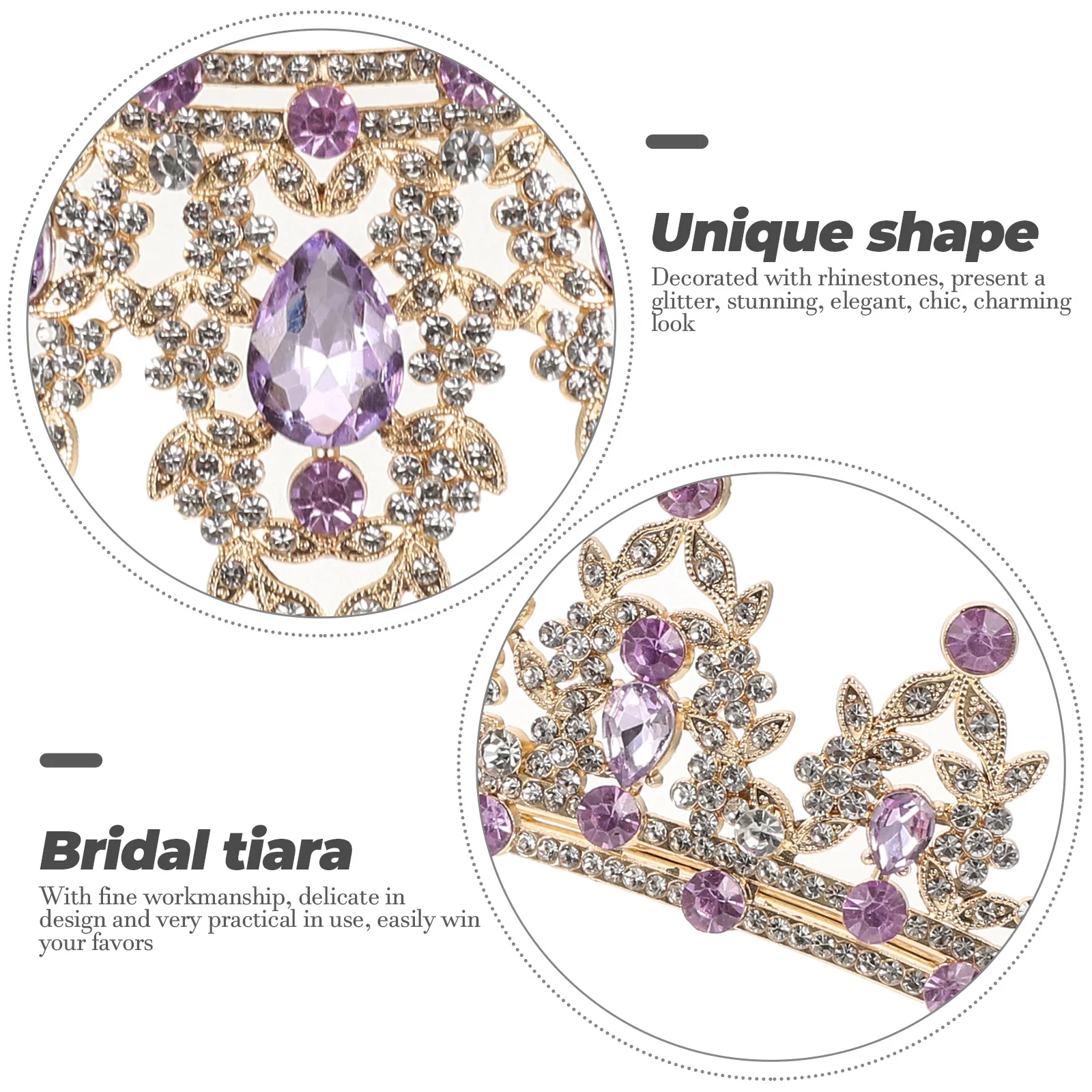 حجر الراين تيارا الزفاف تاج الزفاف إكسسوارات الشعر للعروس النساء حفلة موسيقية الاحتفال الحدث أغطية الرأس #1