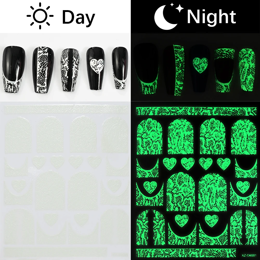 1 pz 3d sexy serpente leopardo stampa adesivi per unghie 6 colori pelle di animale, amore autoadesivo decalcomanie per unghie manicure fai da te decorazione slider