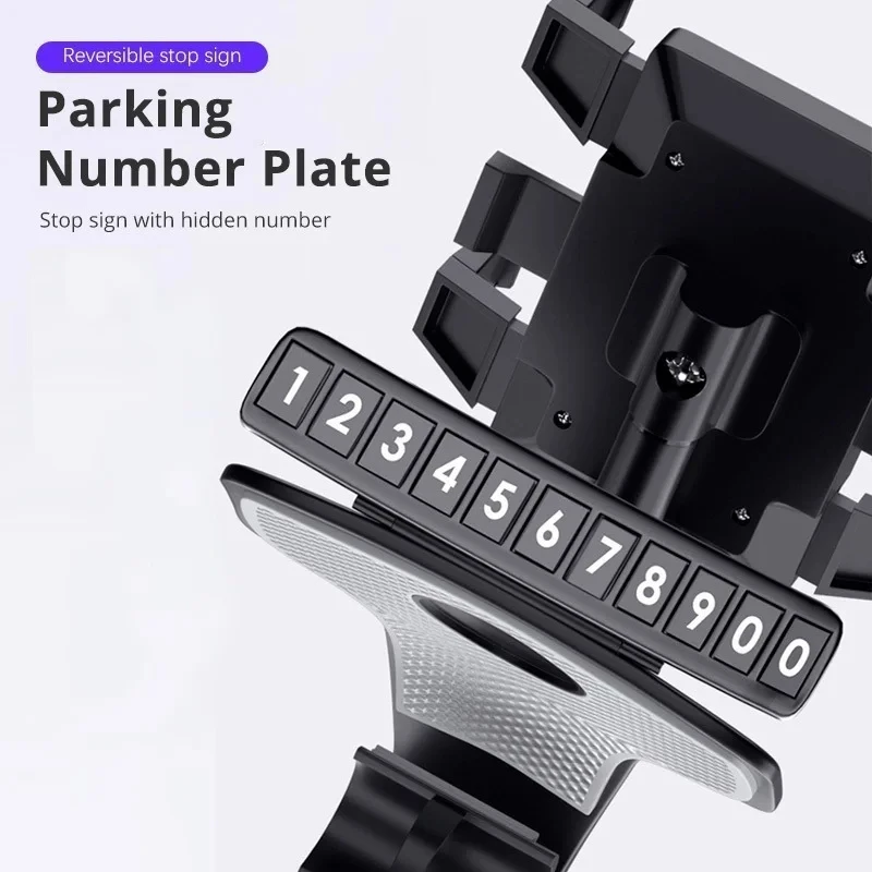 Universal Dashboard Car Phone Holder with Parking Number Plate 360 Degree Rotatable Auto Mobile Phone Clip Bracket for Iphone - view 4