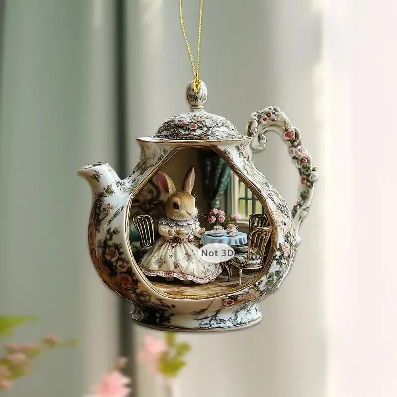 Teacup Rabbit Easter Home Decoration Car/Backpack Acrylic Charm
