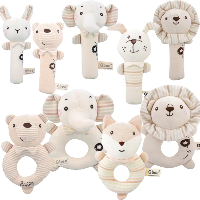 

0-3Years Baby Rattles Bunny Bear Grab Ability Training Toys Infant Stroller Bed Hanging Bell Plush Dolls Toddler Comforting Toy