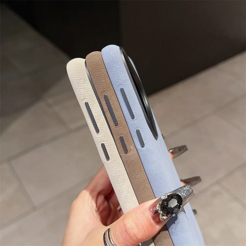 غطاء جلدي عتيق فاخر لهاتف ذكي ، ألياف فائقة الدقة ، حافظة خلفية مغناطيسية ، شحن لاسلكي magafe ، هاتف ذكي Pura Pro ، 70 #3