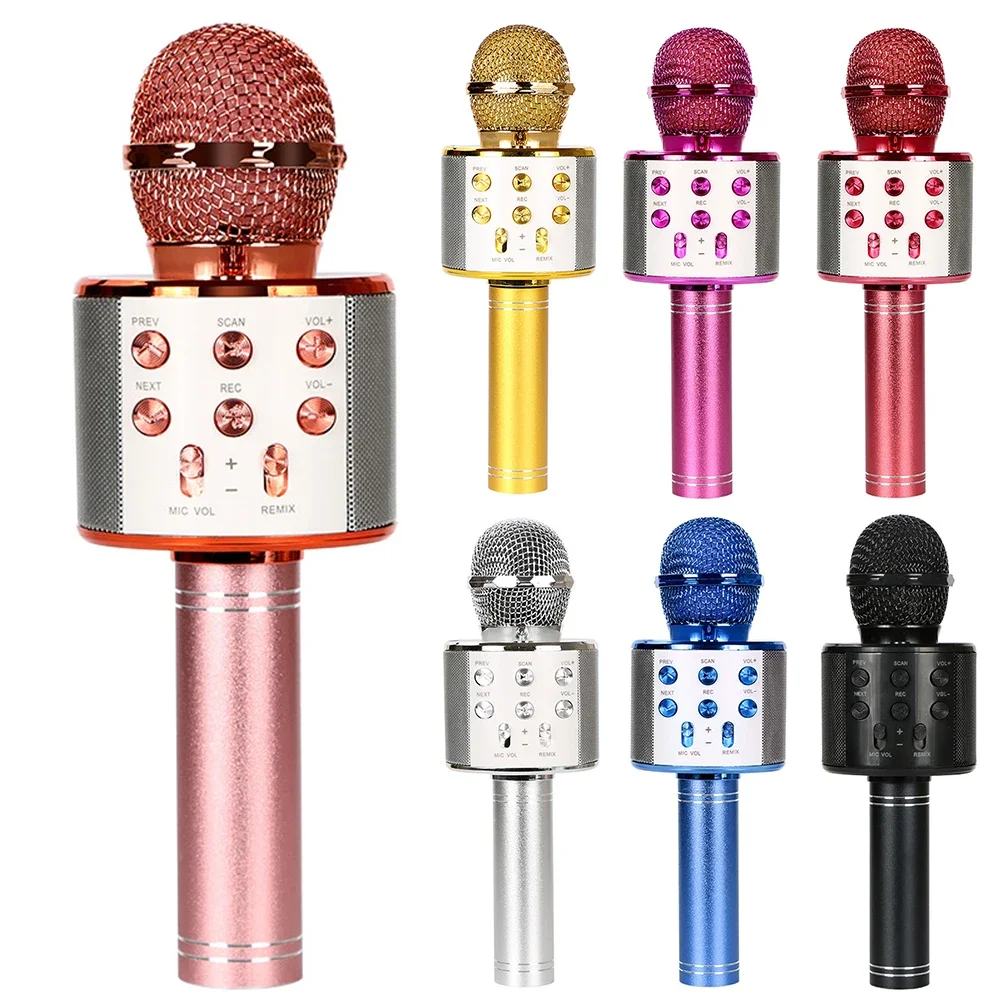 Handheld Wireless Bluetooth Karaoke Microphone Hifi Sound USB Speaker Microphone for Kids Music Player Singing Recorder Home KTV