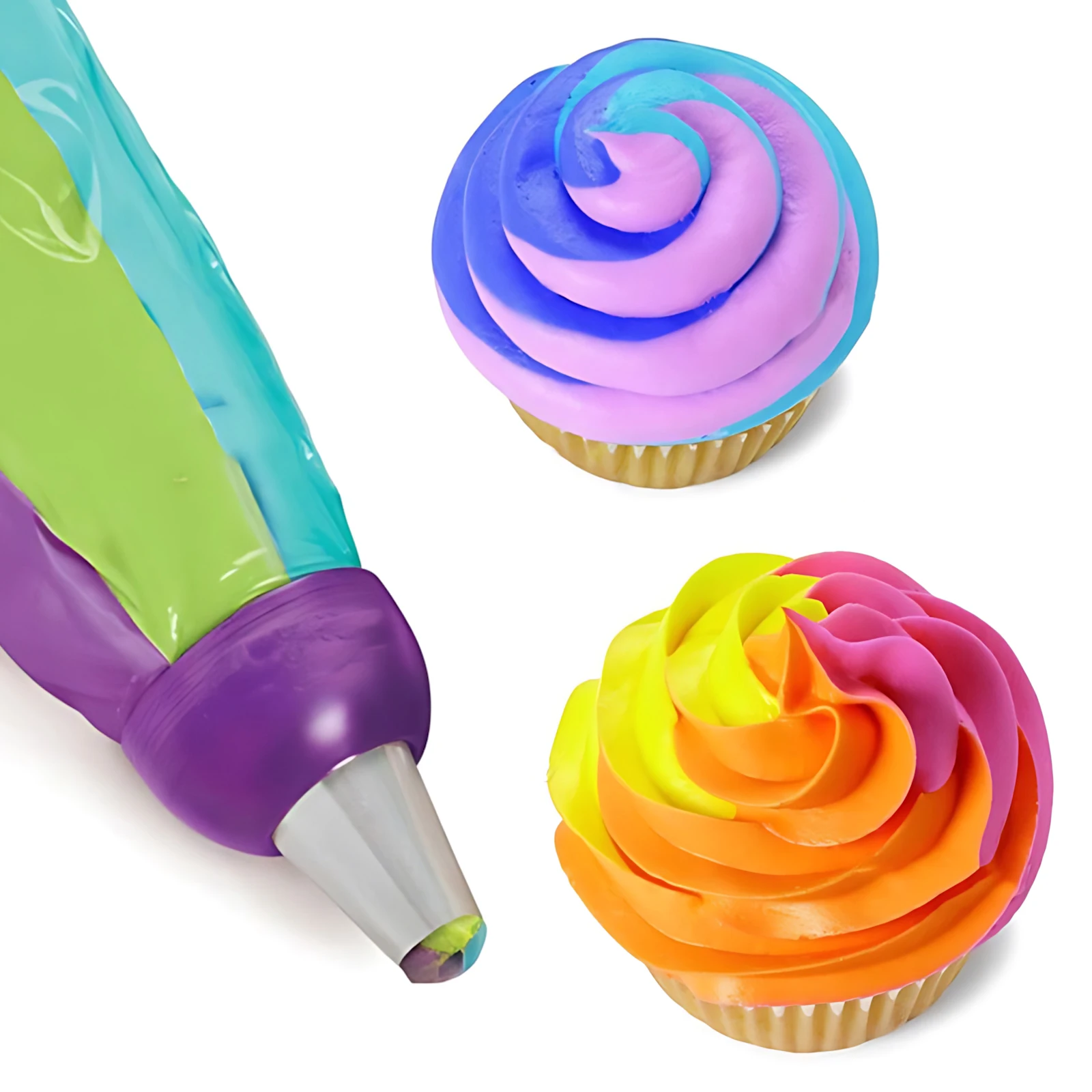 3-Hole Cake Decorating Converter - Mix 3 Colors Icing Nozzle, Easy Swirl Design, Reusable & Durable