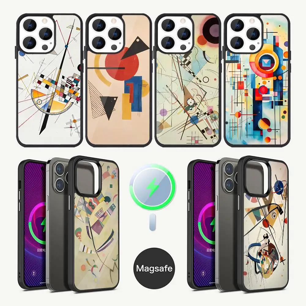 

W-Wassily Kandinsky Abstract Artistic Phone Case For iPhone 16,15,14,13,12,Plus,Pro,Max Mini Magsafe Magnetic Wireless Charging