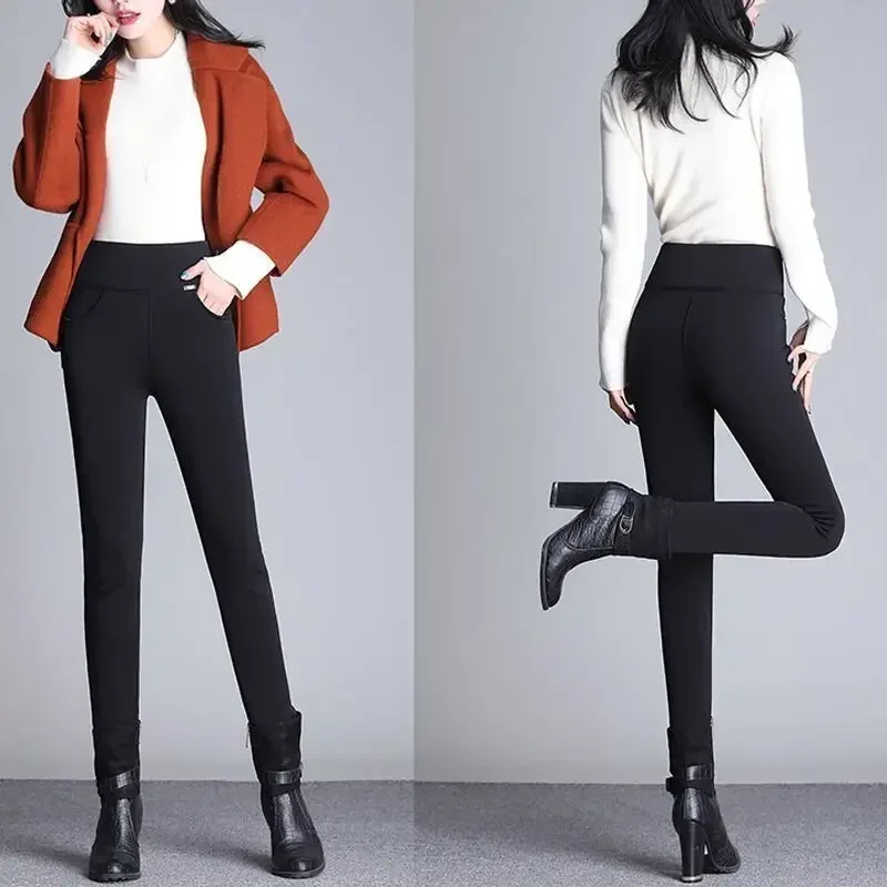 Open-Seat Pants Lambswool Outerwear Leggings Women's Pants Fleece-Lined with Double-Headed Invisible Zipper Field Dating Passion