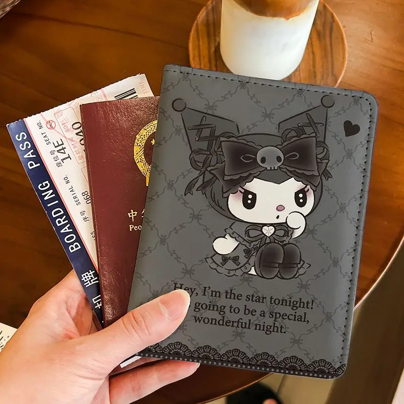 Kawaii Kuromi Passport Holder Document Wallet Protective Cover Multifunctional Card Holder Travel Portable Storage Birthday Gift