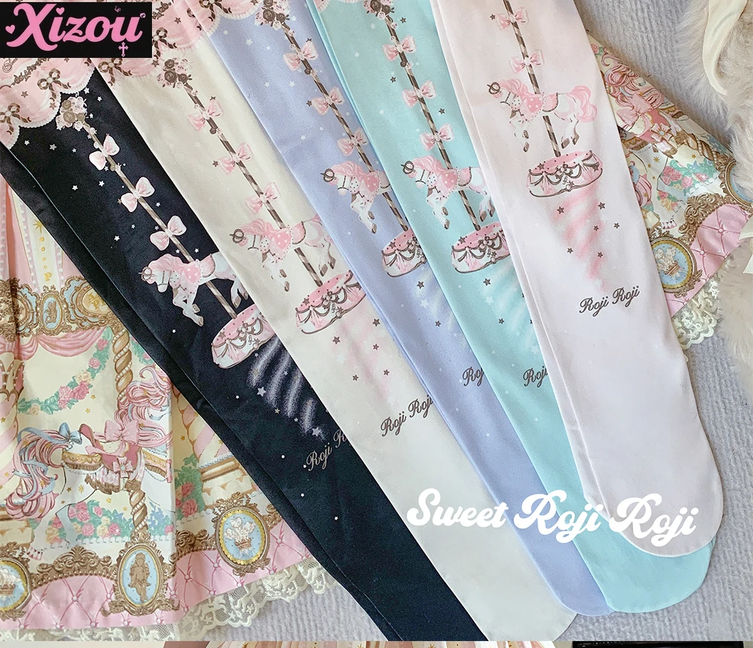 Japanese sweetheart girl Lolita socks women's outfit skin beauty velvet printed pantyhose four seasons wear with skirt women