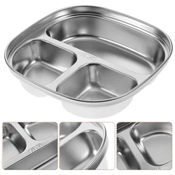 Food Plate Plate Plates Divided Steel Tray Stainless Food Dinner Trays Compartment Kids Portion Lunch Section Control Serving