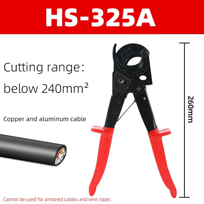 Ratchet Electrician Cable Cutter Plier Scissors Copper Aluminum Wire Cutting Plier Hand Tool Hand Plier for Large cable HS-325