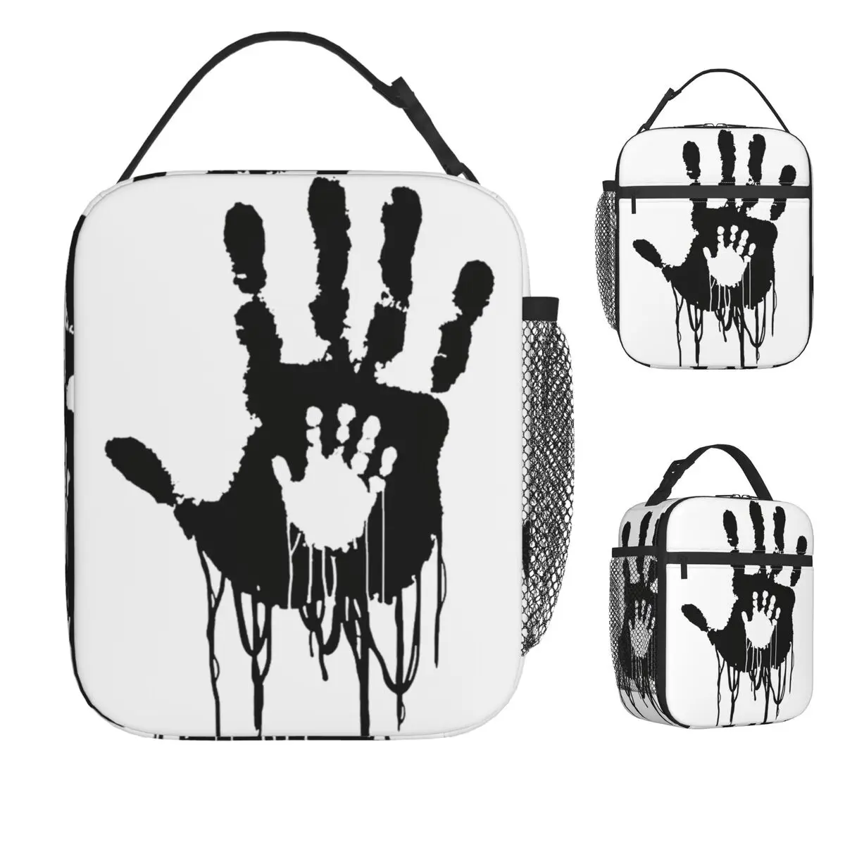 

Сумка для обеда Death Stranding с отпечатками руки, винтажная коробка для завтрака, школьная удобная термосумка-тоут, сумка-холодильник с принтом