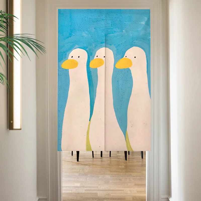 Cartoon animals changing room Curtain Privacy Partition Doorway Curtains Kitchen Entrance Noren Linen Hanging Half-curtain