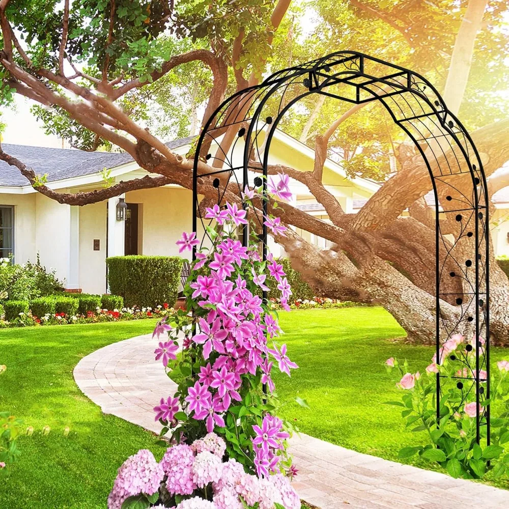 

"98.4" Tall Metal Garden Arch - Outdoor Arbor Trellis for Climbing Plants, Roses & Wedding Decor"